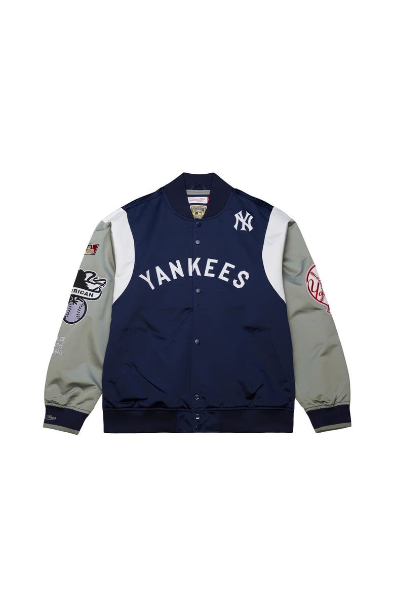 Mitchell & Ness Men's Mitchell & Ness Navy/Gray New York Yankees Cooperstown Collection Team Origins Satin Full-Snap Jacket, Alternate, color, Navy