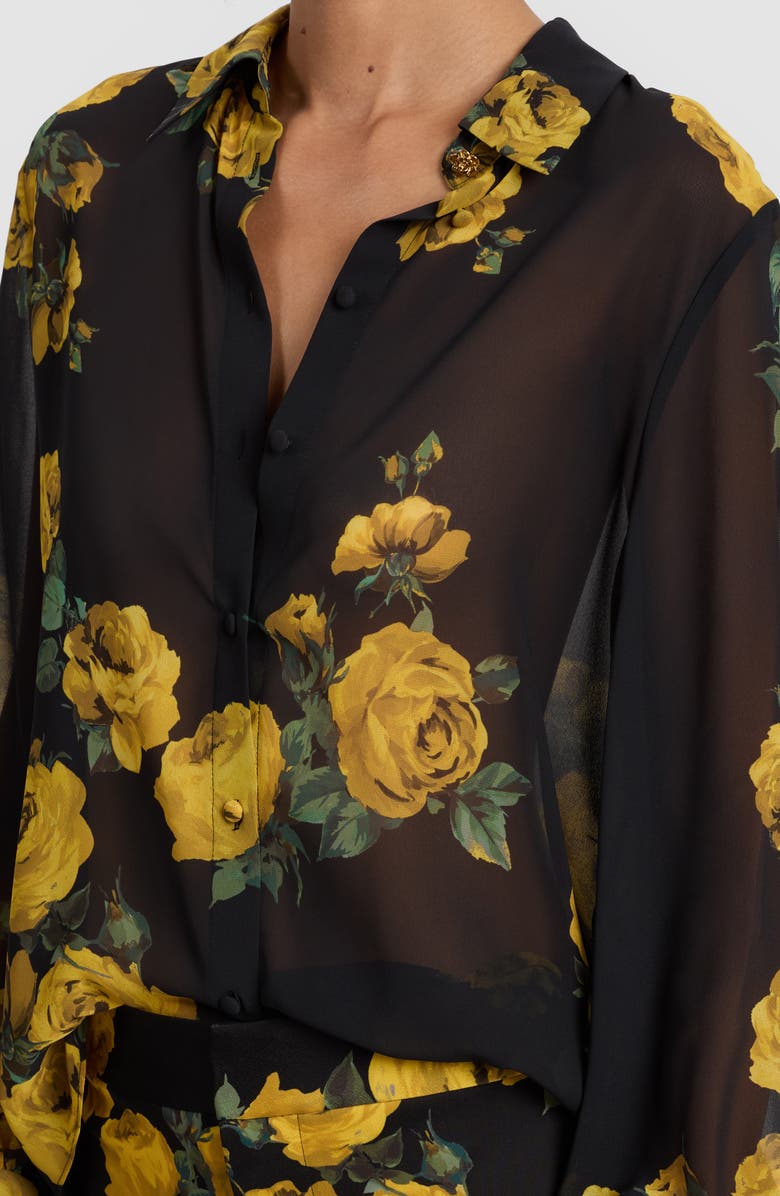 Alice + Olivia Candace Blouson Sleeve Shirt, Alternate, color, Rosehips