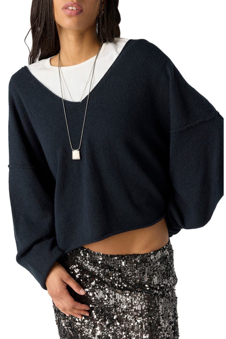 See Me V-Neck Pullover Sweater, Main, color, BLACK