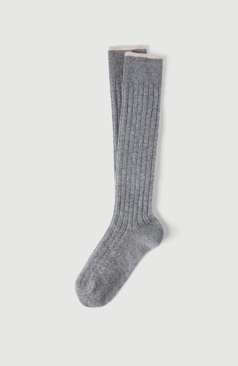 Brunello Cucinelli Cashmere knit socks, Main, color, Medium Grey