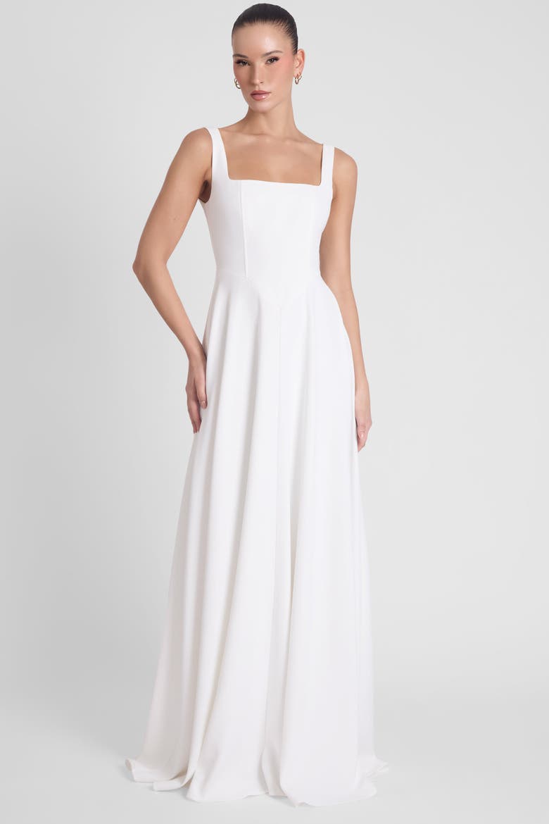 Siren Square Neck Corset Maxi Dress, Alternate, color, White