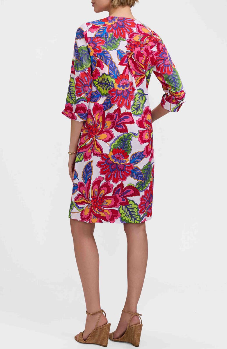 Foxcroft Vena Paradise Blooms Print Cotton Shift Dress, Alternate, color, 