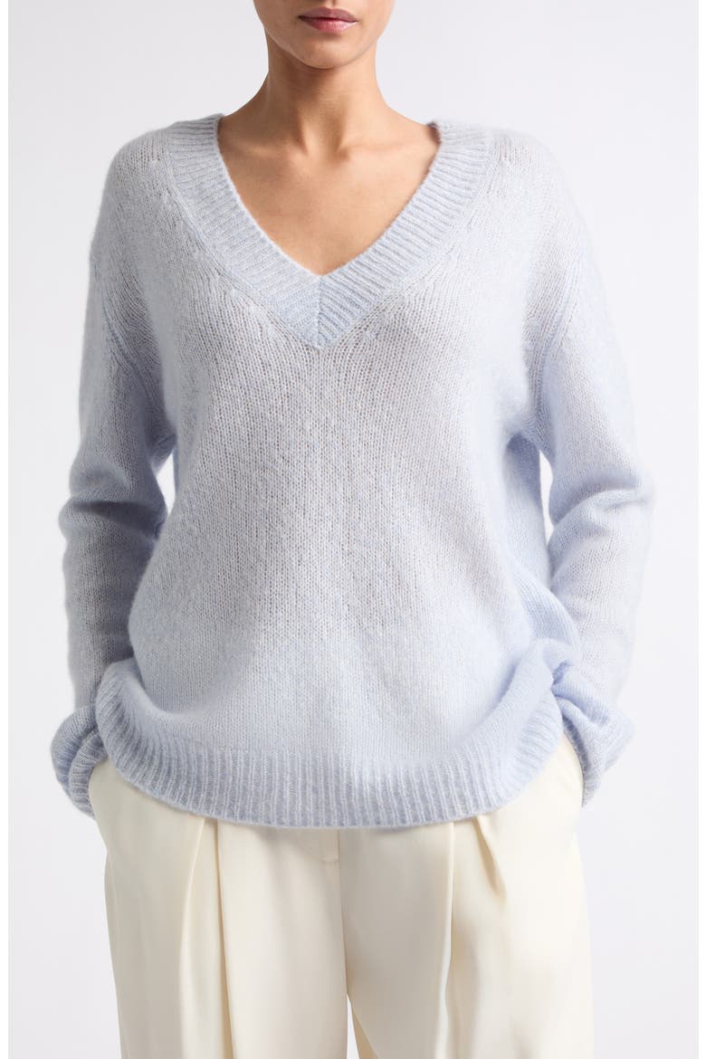 Leona V-Neck Cashmere & Silk Sweater, Main, color, SEA BREEZE