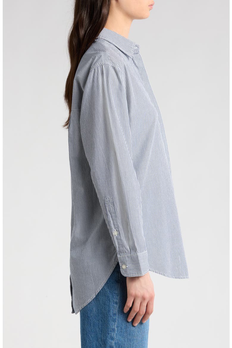 Stripe Oversize Button Back Cotton Button-Up Shirt, Alternate, color, NAVY STRIPE