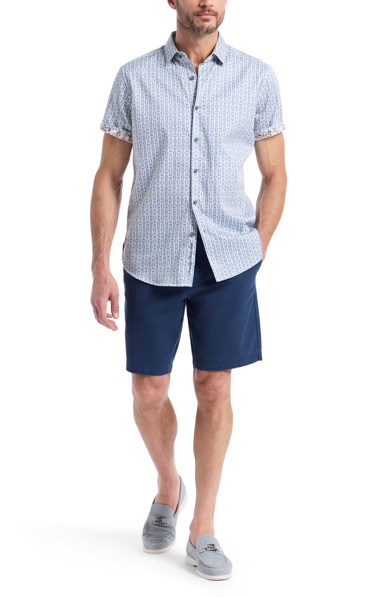 Robert Graham Napier Short Sleeve Stretch Cotton Button-Up Shirt, Alternate, color, Blue Multi