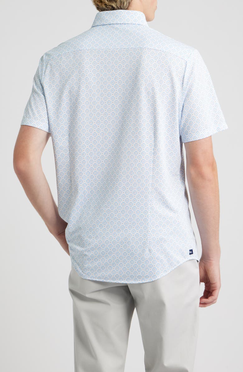 Mizzen+Main Halyard Trim Fit Short Sleeve Performance Button-Up Shirt, Alternate, color, White Radial Diamond