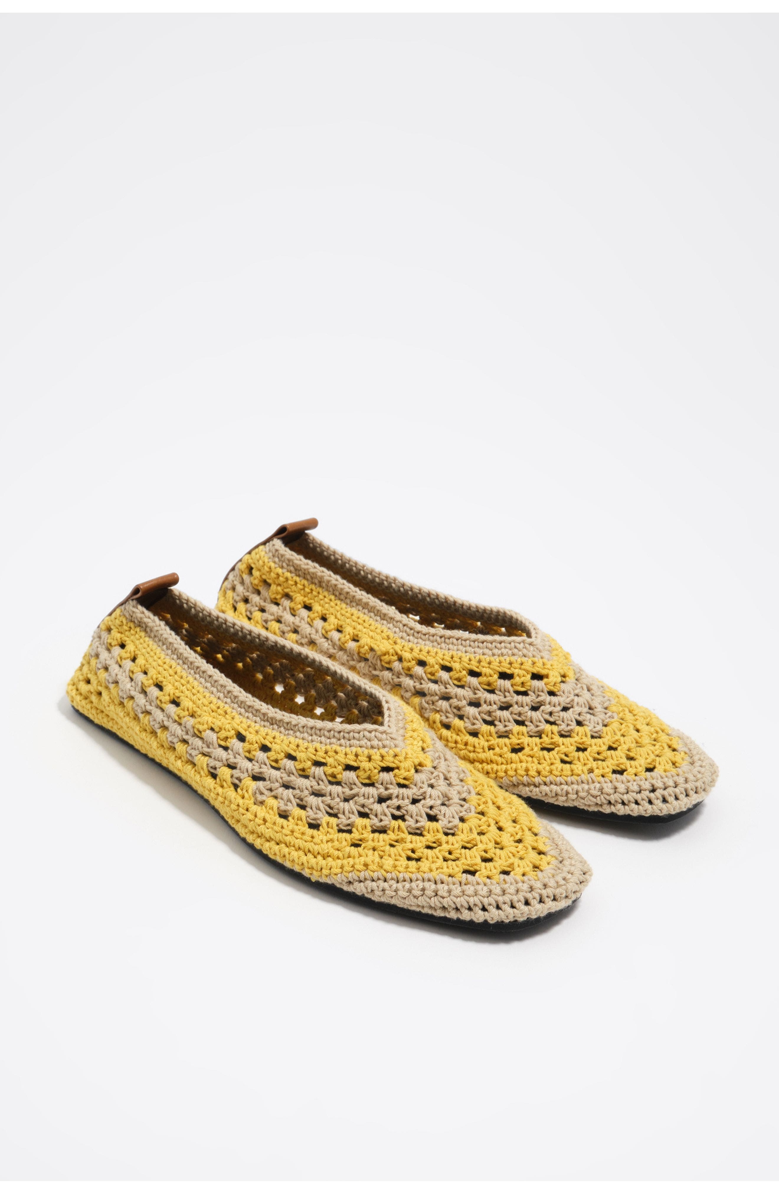 Bimba y Lola Crochet Ballerina Flats, Alternate, color, Yellow