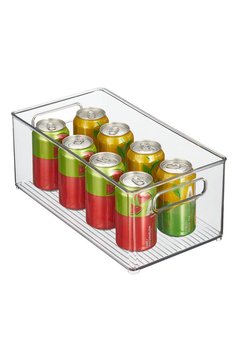 Stackable Fridge Bin - Kitchen Storage Bin for Pantry, Cabinets, or Fridge, Set of 2, Clear, Main, color, Clear