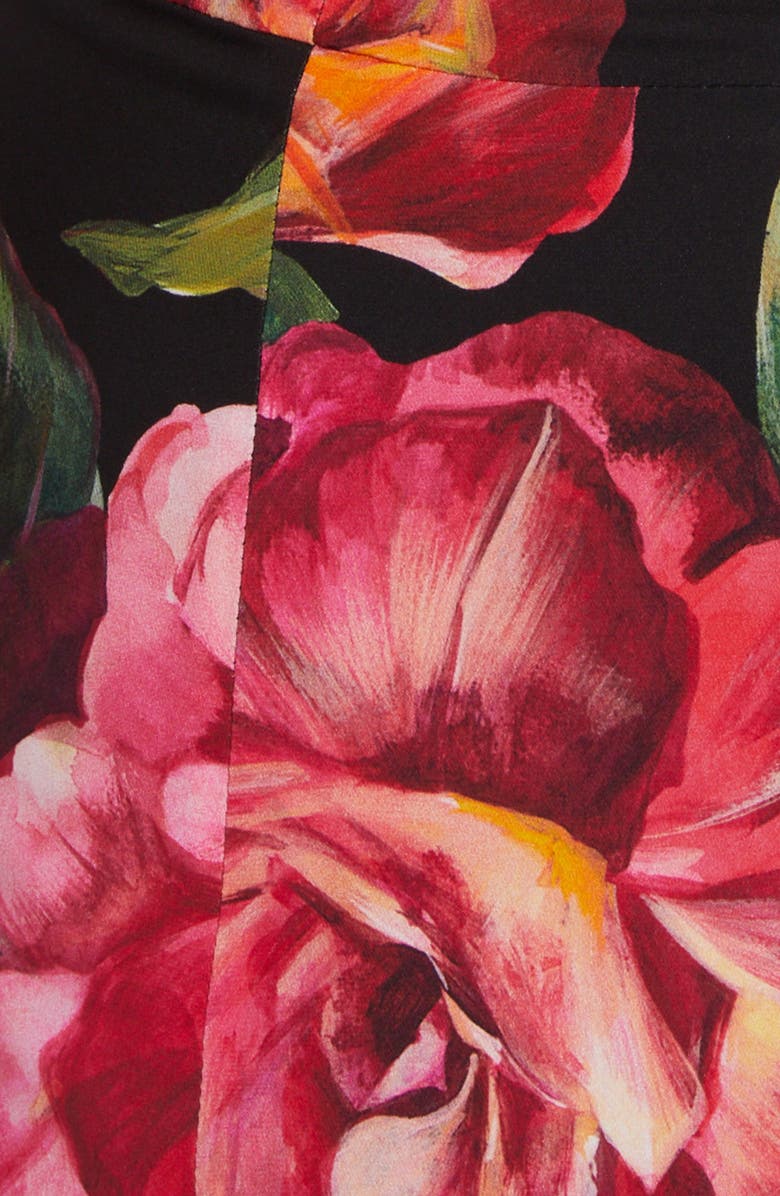 Dolce&Gabbana Rose Print Stretch Silk Sheath Dress, Alternate, color,