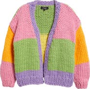 Roffe Accessories Colorblock Chunky Cardigan