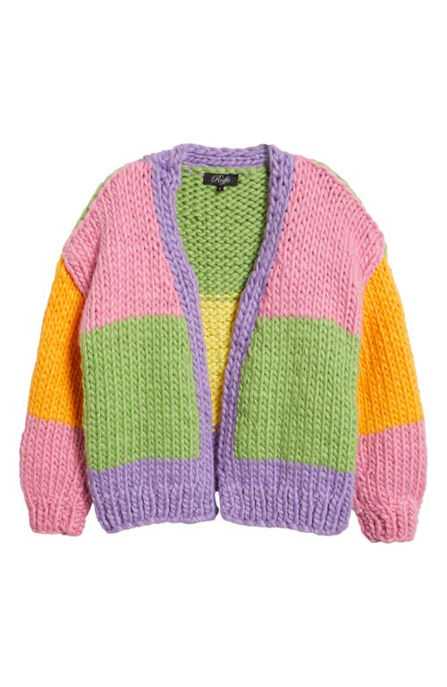 Roffe Accessories Colorblock Chunky Cardigan In Multi