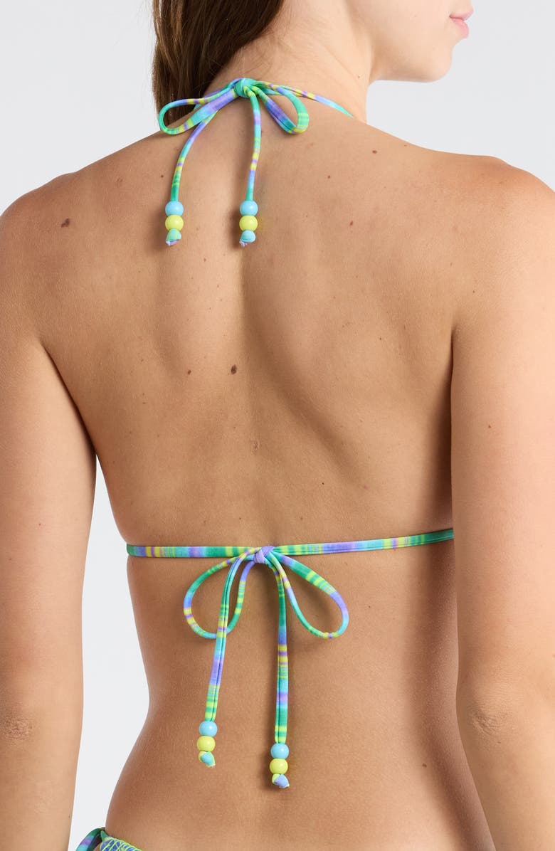 Kulani Kinis Ring Lace Stitch Halter Bikini Top, Alternate, color, Sugar Wave