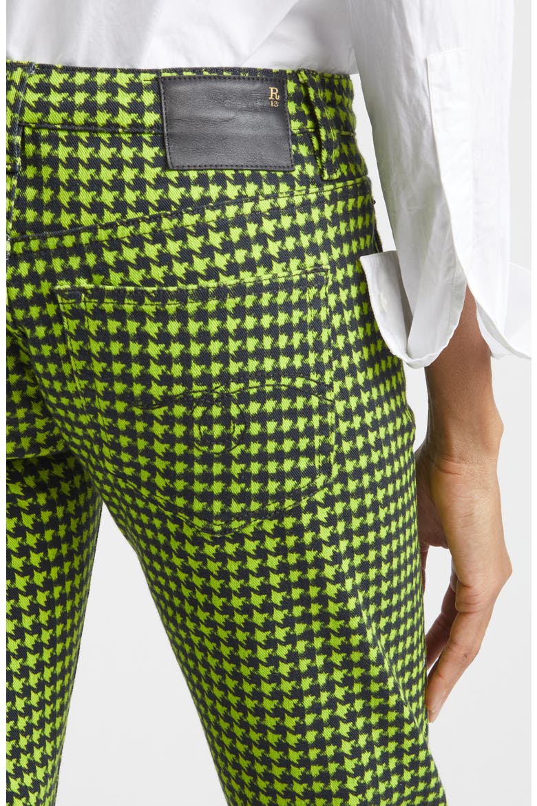 Boy Straight Leg Crop Jeans, Alternate, color, NEON GREEN HOUNDSTOOTH