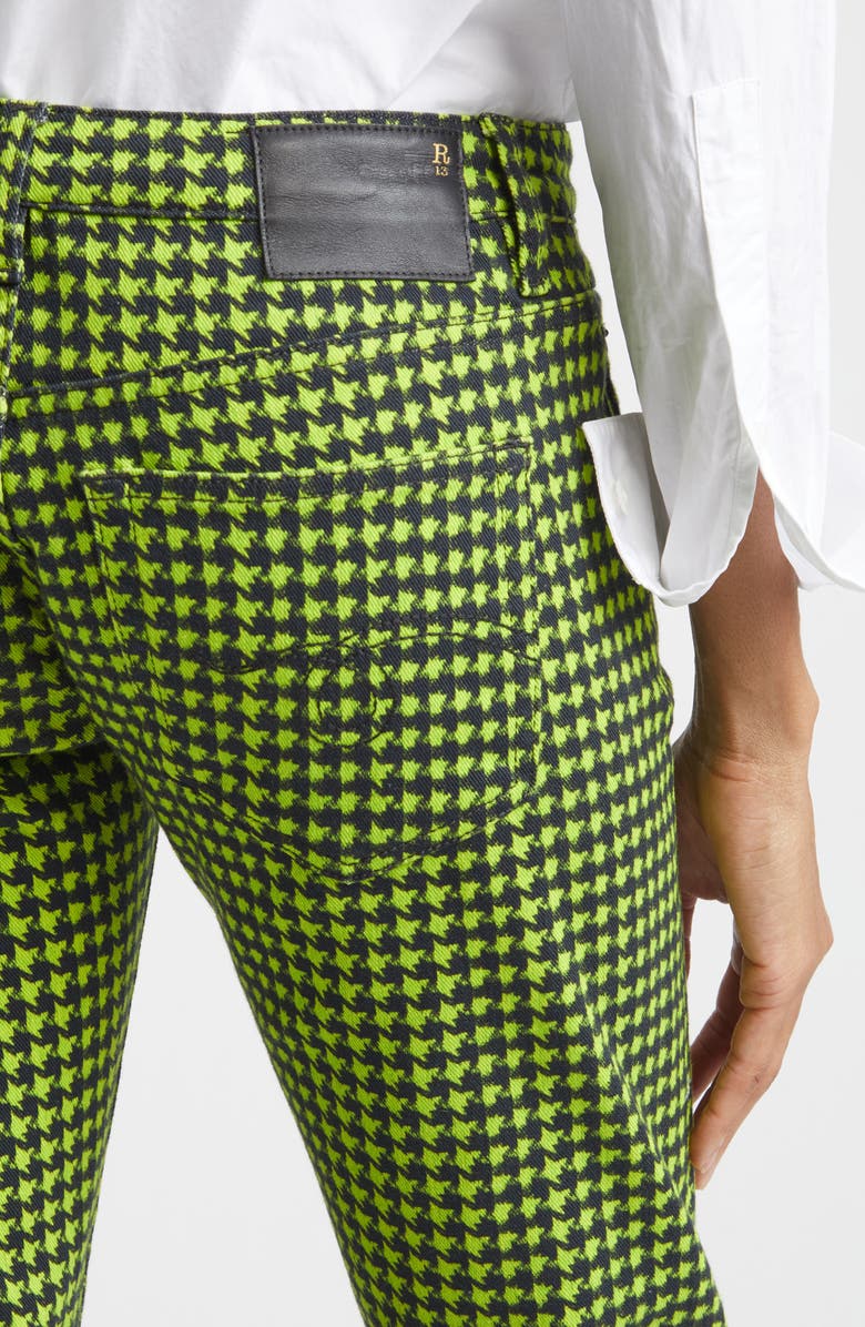 R13 Boy Straight Leg Crop Jeans, Alternate, color, Neon Green Houndstooth