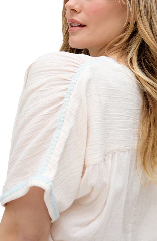Raffya Juneeta Crop Sleeve Button Down Shirt In White