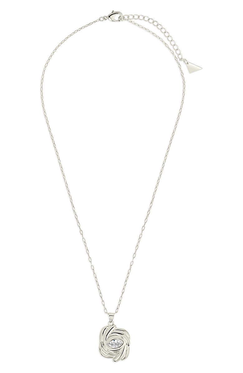 Sterling Forever Mireille CZ Rose Pendant Necklace, Alternate, color, Silver