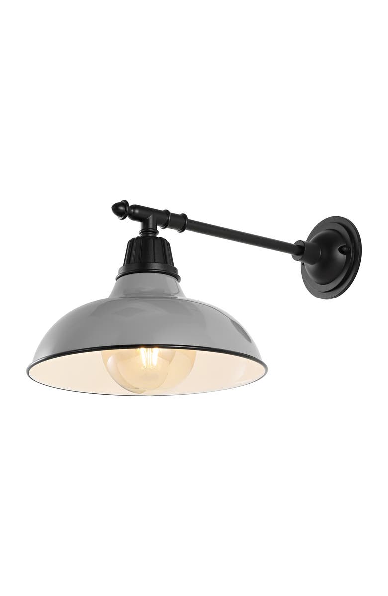 JONATHAN Y Wallace 1-Light Farmhouse Industrial Indoor/Outdoor Iron LED Victorian Arm Outdoor Sconce, Main, color, Gray/Black