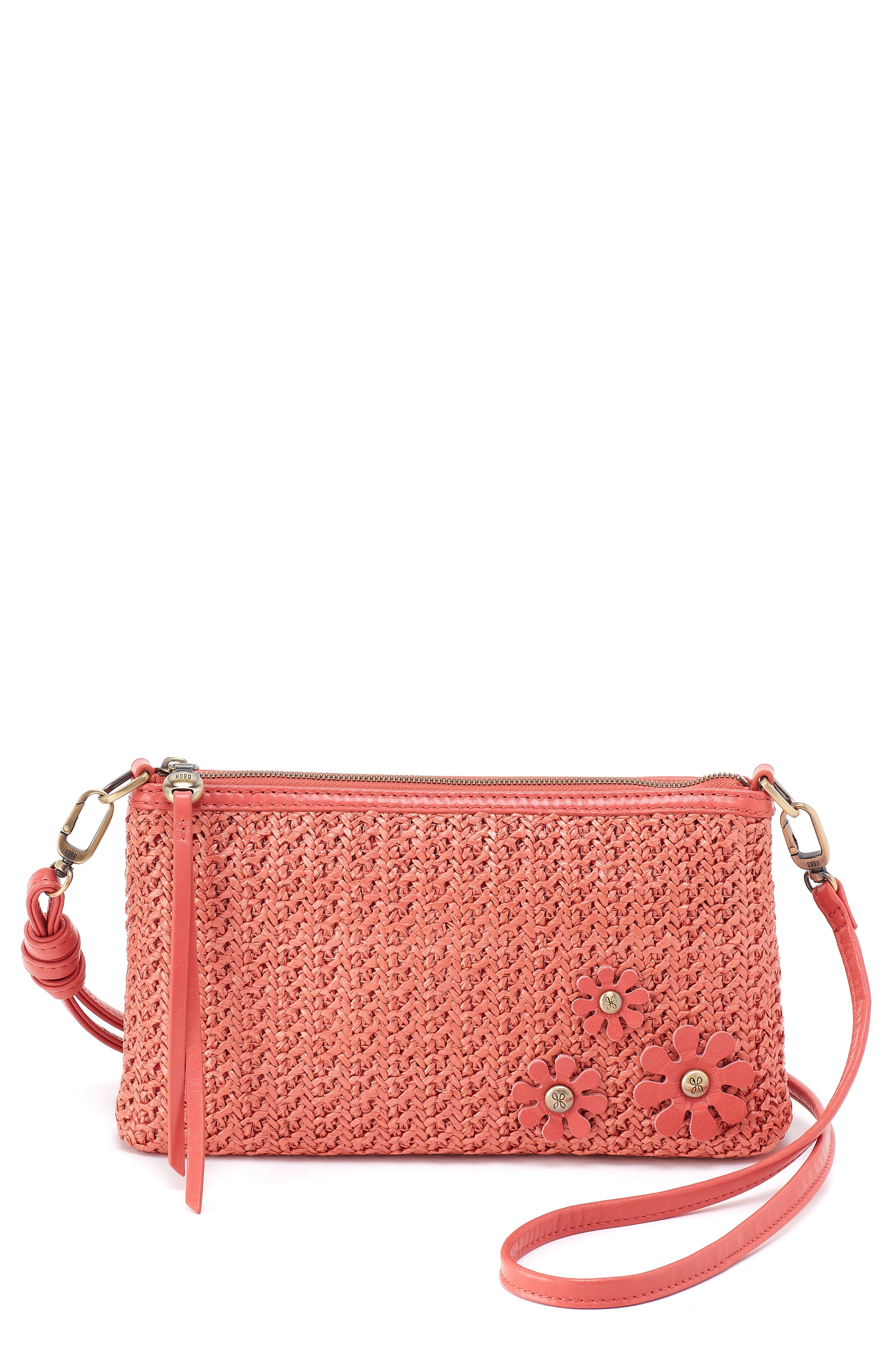 HOBO Darcy Convertible Crossbody Bag, Main, color, Wild Rose Woven Straw