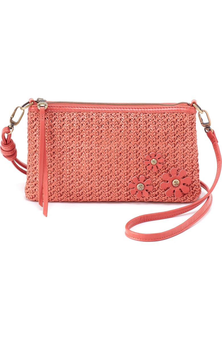 HOBO Darcy Convertible Crossbody Bag, Main, color, Wild Rose Woven Straw
