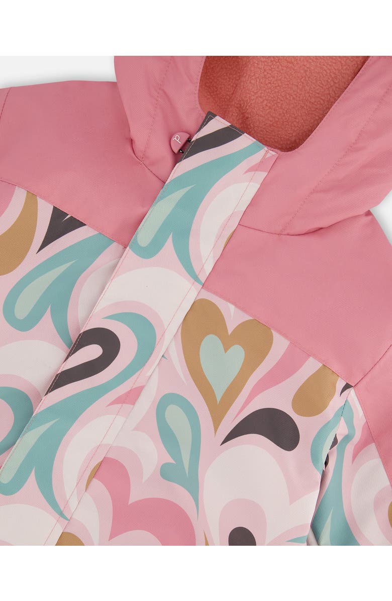 Deux par Deux Kids Unisex Printed Mid-Season One-Piece Outerwear Light Pink With Hearts, Alternate, color,