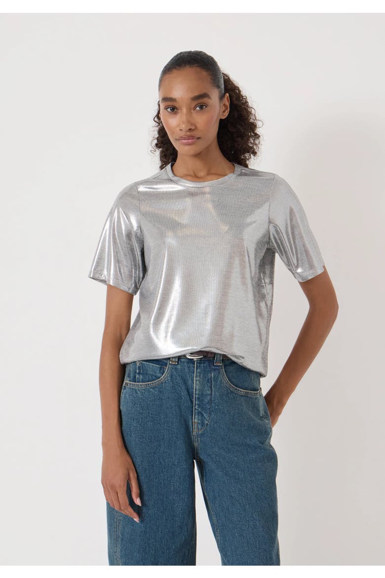 Reece Crew-Neck Short Sleeve T-Shirt, Main, color, Silver Metallic