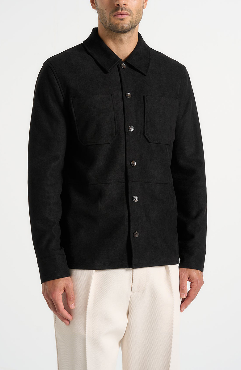 Manière De Voir Thomas Suede Long Sleeve Shirt, Alternate, color, Black
