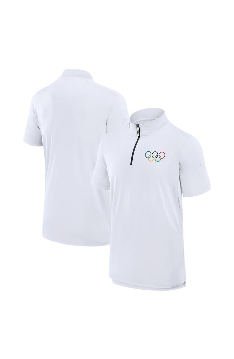 FANATICS Men's Fanatics Branded White Olympic Games Union Bar Quarter-Zip Polo, Main, color, White