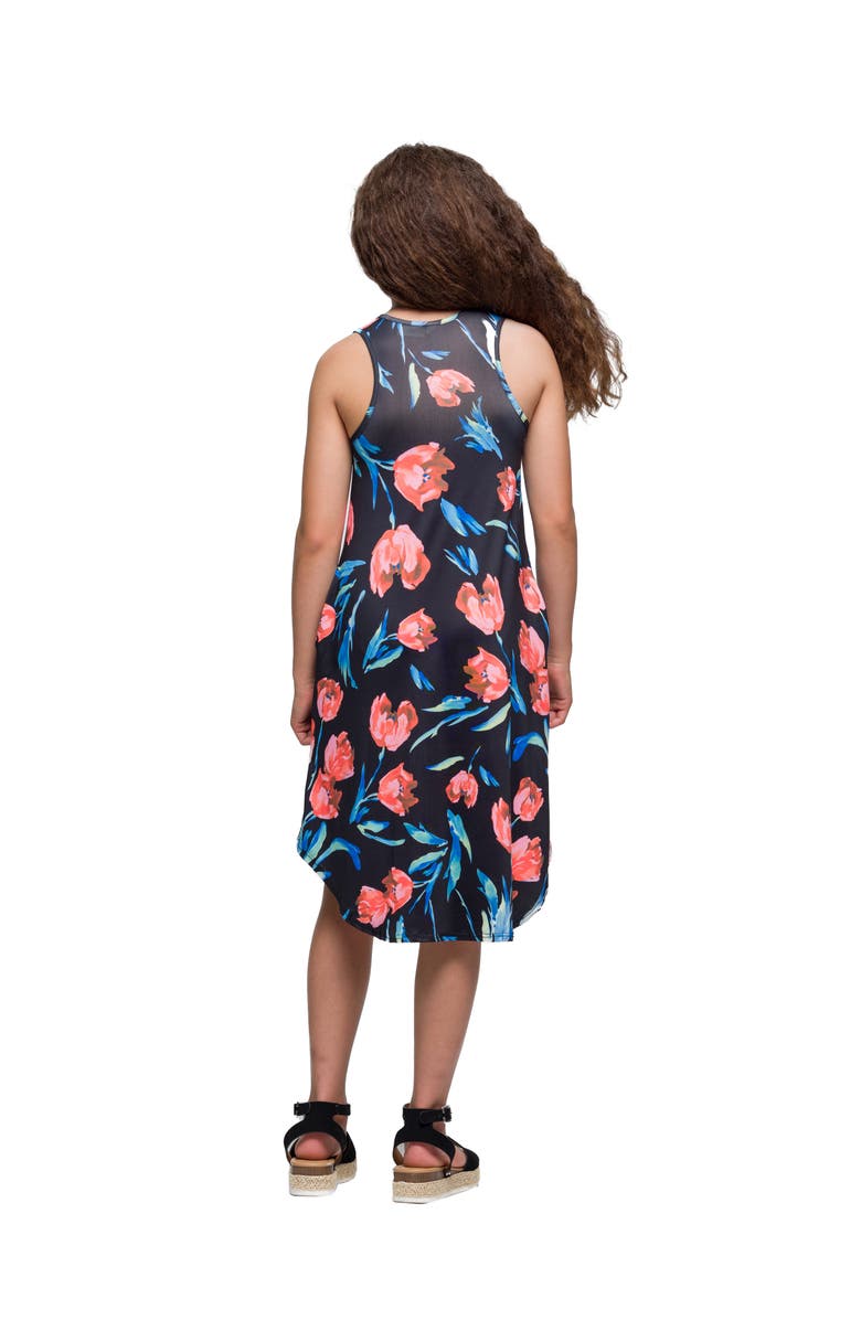 24sevenKid Black Floral High Low Sleeveless Pocket Dress, Alternate, color, Navy Multi