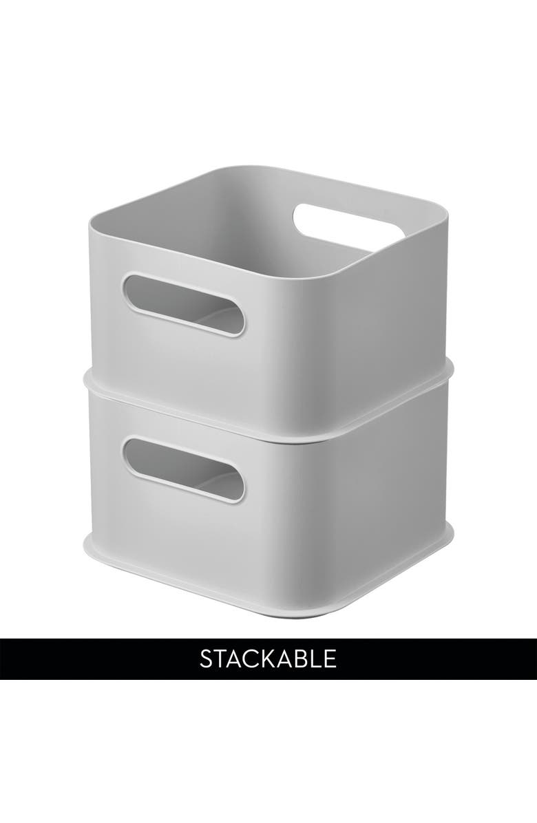 iDesign Storage Bins with Handles - Organize Kitchen, Bathroom, or Home Office - Set of 4 - Gray, Alternate, color, Gray