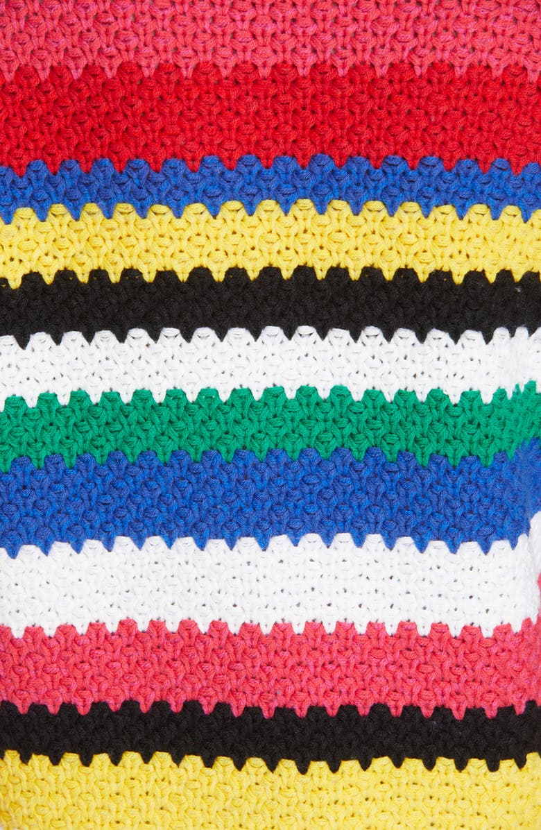 Alice + Olivia Alivia Stripe Bell Sleeve Cotton Blend Sweater, Alternate, color, 