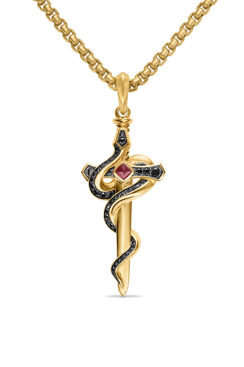 Men's Ouroboros Snake Amulet with Diamonds, Alternate, color, RUBY/ BLACK