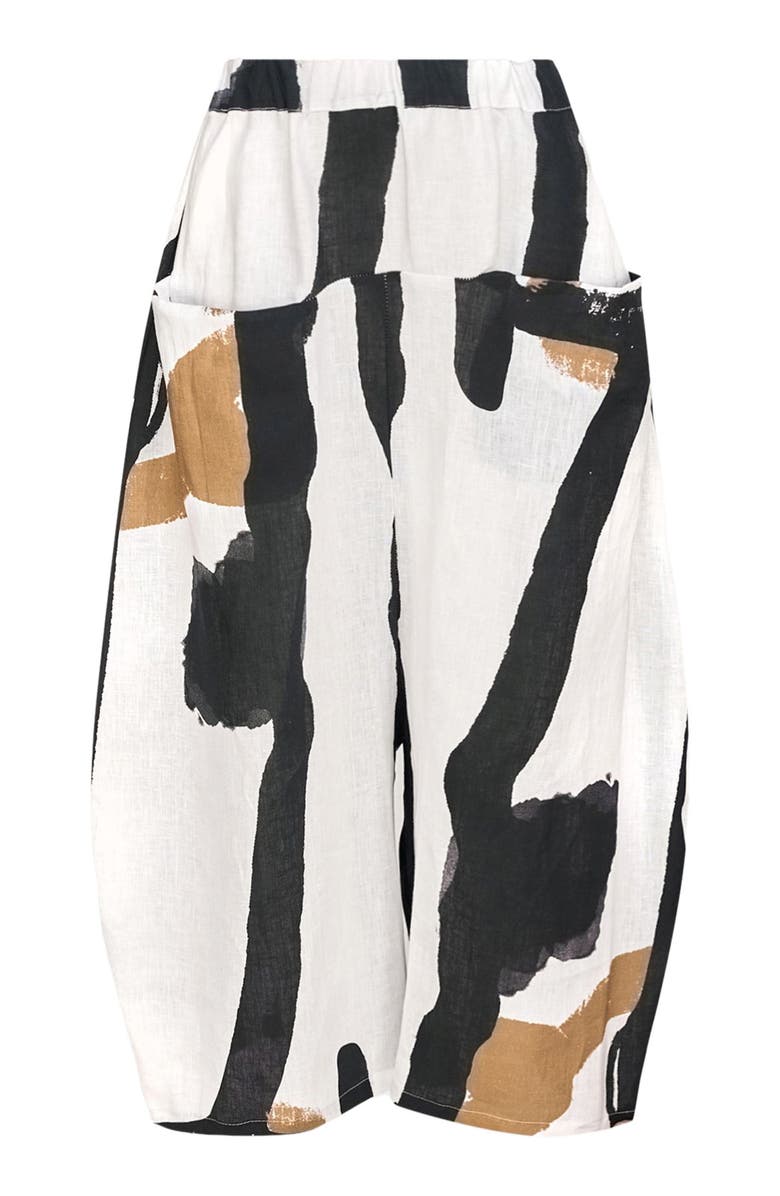 Alembika Zebra printed cropped oval silhouette pants in linen, Alternate, color, 
