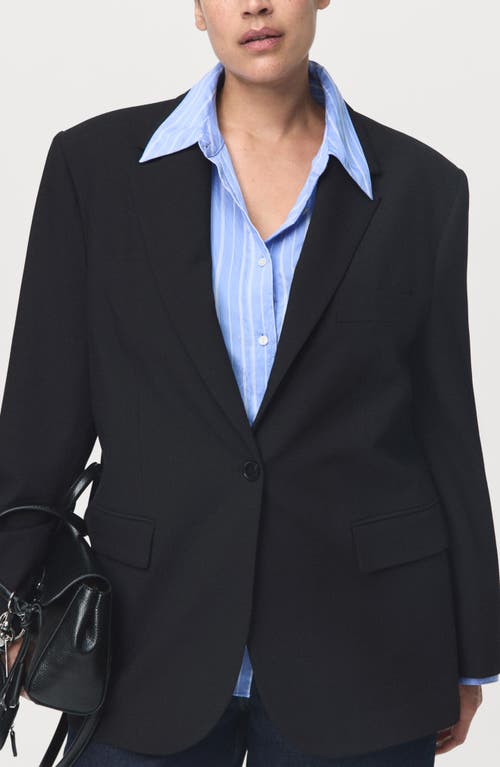 Mango Flap Pocket Blazer In Black