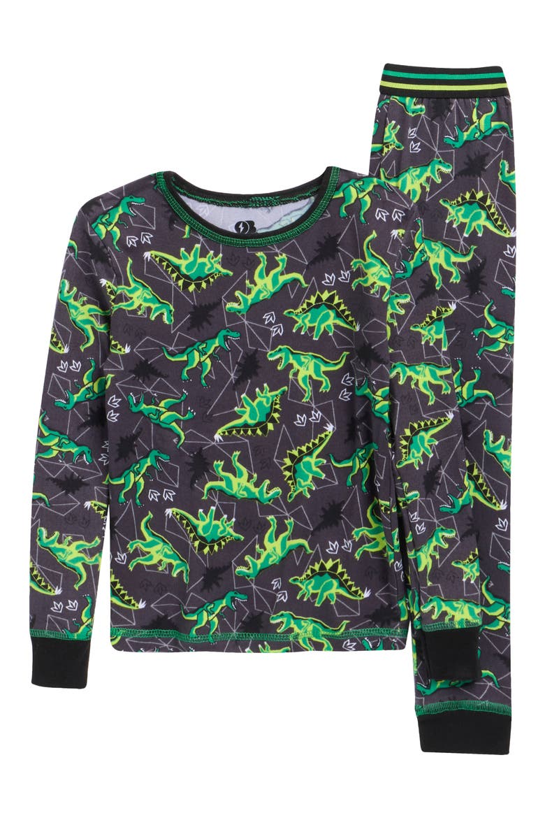 Kids' Two-Piece Pajama Set, Main, color, GREEN GREY DINOS