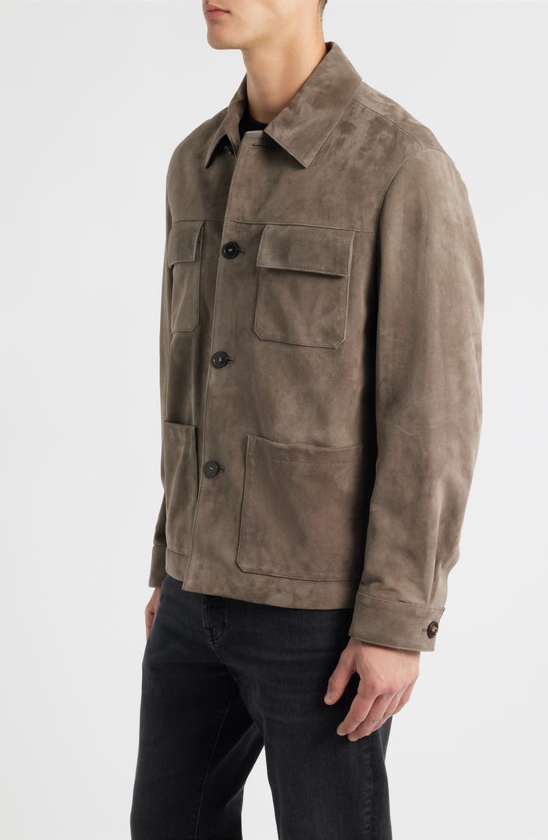 FRAME Suede Chore Coat, Alternate, color, Light Taupe