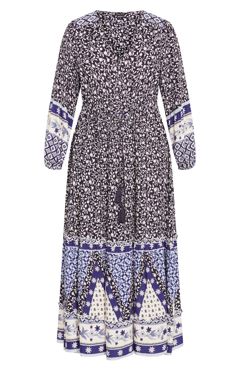 City Chic Faith Border Print Long Sleeve Maxi Dress, Alternate, color, Eternal Border