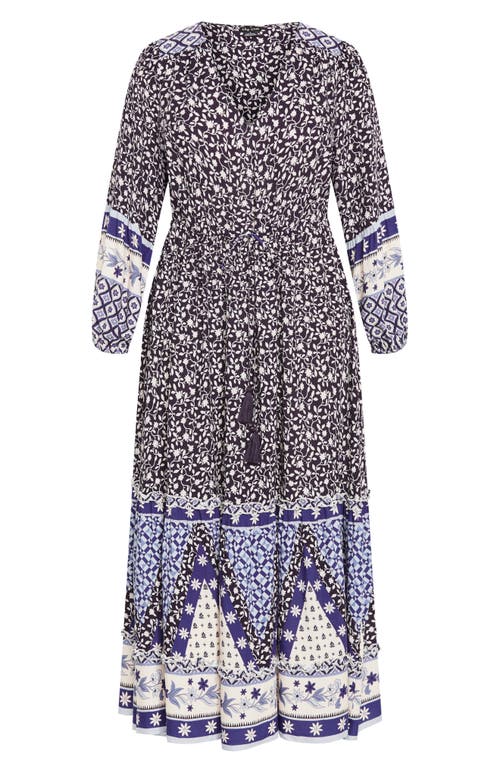 Shop City Chic Faith Border Print Long Sleeve Maxi Dress In Eternal Border