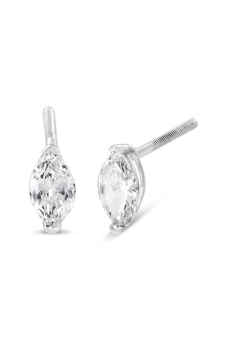 14K White Gold 1/2 Cttw Marquise Solitaire Lab Grown Diamond Stud Earrings, Main, color, White