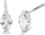 Haus of Brilliance 14K White Gold 1/2 Cttw Marquise Solitaire Lab Grown Diamond Stud Earrings