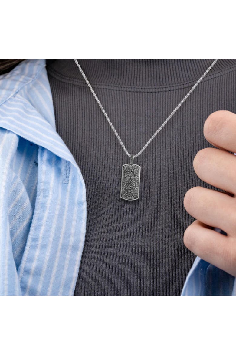 Fossil Agate Sterling Silver Men Tag Necklace, Alternate, color, Silver