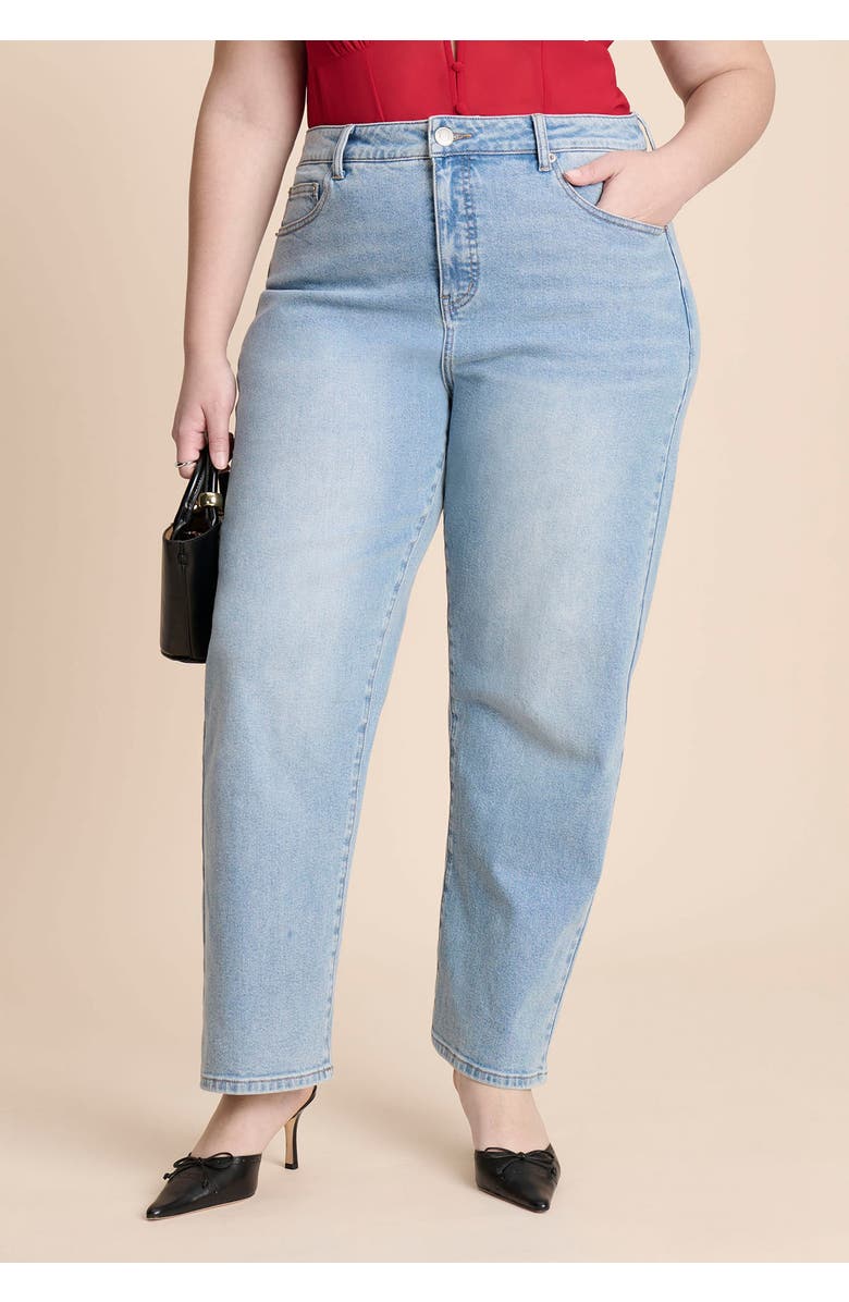 ELOQUII Heart Pocket Naomi Straight Leg Jean, Alternate, color, Light Wash