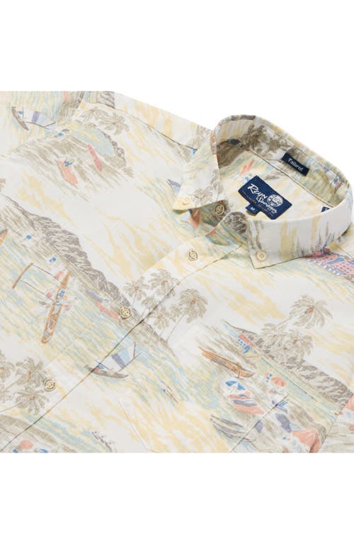 Reyn Spooner Waikiki Nostalgia Short Sleeve Cotton Blend Button-down Shirt In Neutral