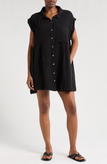 Button-Up Cover-Up Minidress