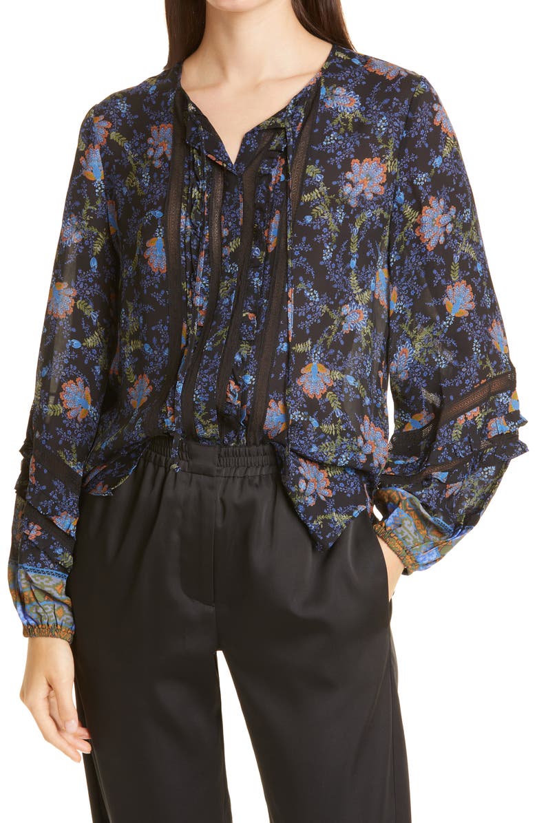 KOBI HALPERIN Brynn Floral Silk Blend Blouse, Main, color, 