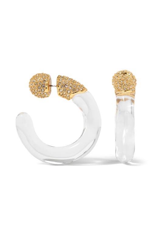 Alexis Bittar Liquid Lucite Crystal Hoop Earrings In Gold