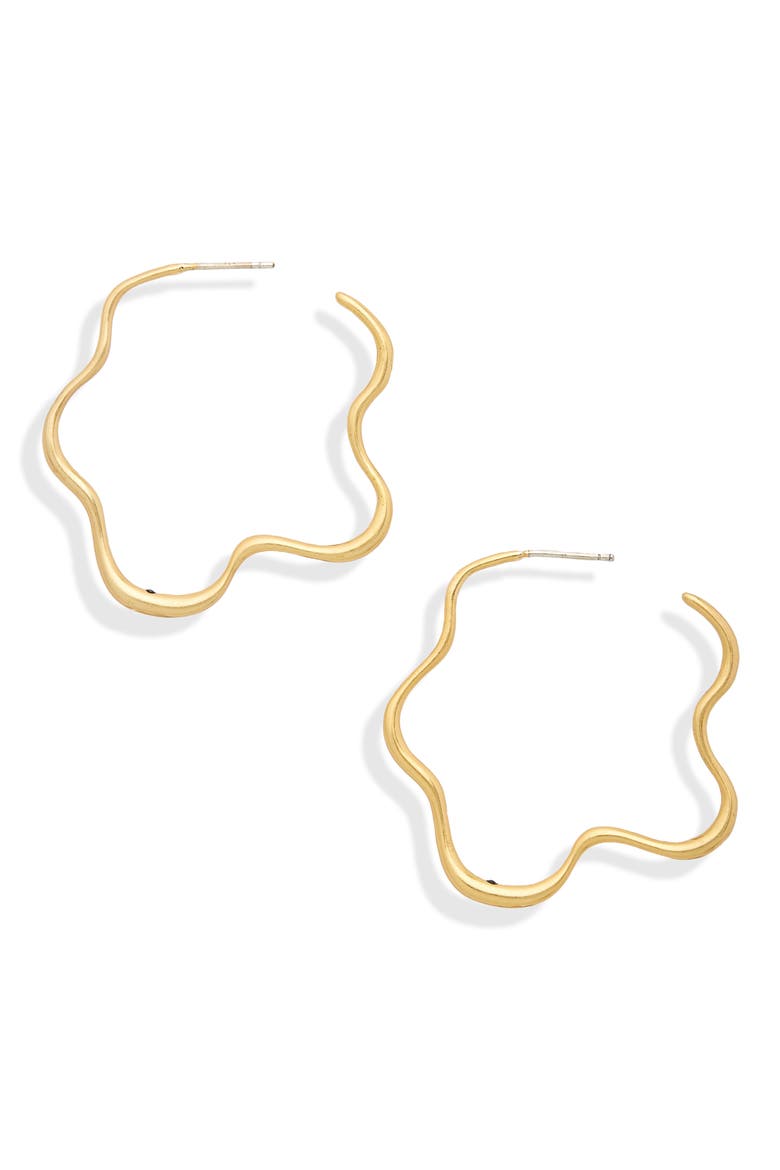 Wavy Hoop Earrings, Main, color, VINTAGE GOLD