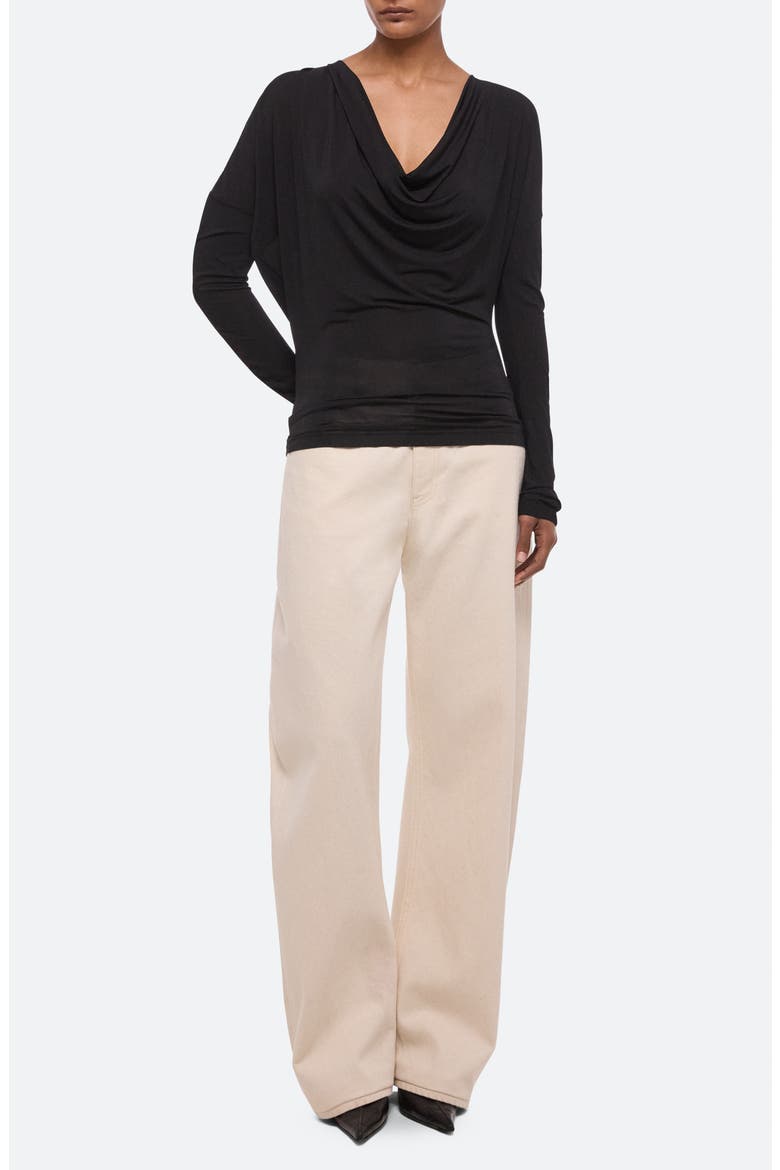 Long Sleeve Cowl Back Top, Alternate, color, BLACK