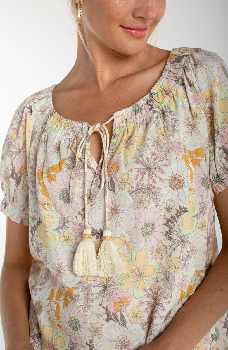 Liverpool Los Angeles Floral Print Tie Neck Top, Alternate, color,