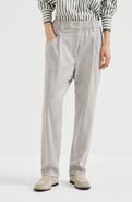 Brunello Cucinelli Wool flannel baggy trousers with monili