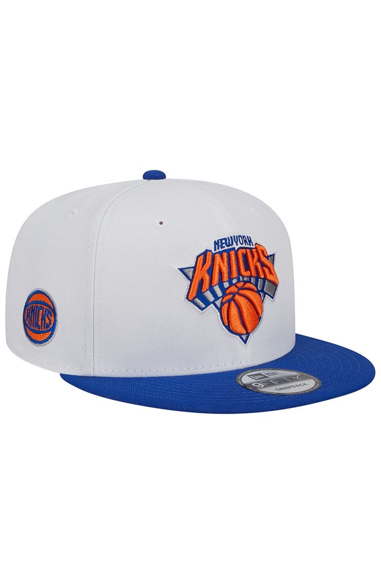 New Era Men's New Era New York Knicks White/Blue Team Mascot Undervisor 9FIFTY Snapback Hat, Main, color, 
